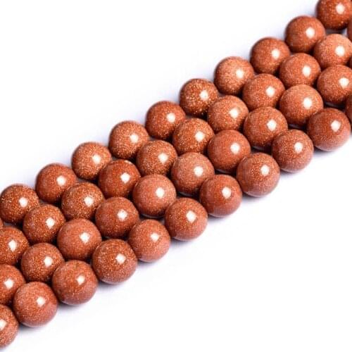 1strand/lot 4/6/8/10/12 mm Natural Gold Sand Stone Charm Round Beads Loose Spacer Bead For Jewelry Making DIY Necklace Bracelet