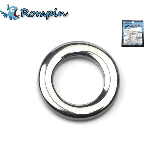 Rompin 50pcs 5-12mm Heavy Duty Fishing solid ring Seamless Split ring 304 Stainless Steel polishing Connector Sea Fishing Lures