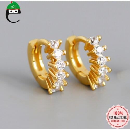 ElfoPlataSi 925 Sterling Silver Minimalist Geometric Tiny 5mm Small CZ Hoop Earring For Women Fashion Jewelry Accessory DA738