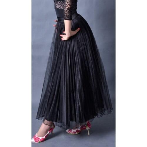 Ballroom dance modern dance zipper Satin light fluffy skirt waist double modern dance S12083