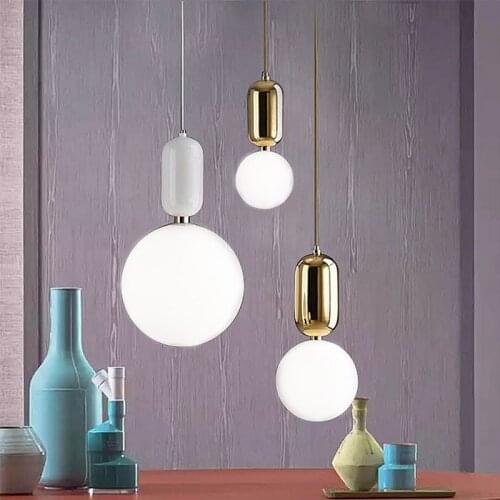 Modern LED Pendant Light Europe Glass Ball Indoor Lighting Novel Hanging Lamp Restaurant Bedroom Bar Shop Vintgae Light Fixture