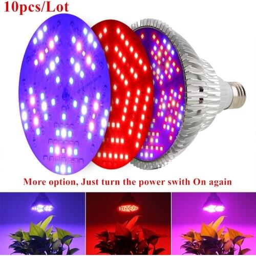 10pcs/Lot) Full Spectrum 100W LED Grow Light IR UV Grow LED Lamp for Plant Indoor Hydroponics Greenhouse Lighting Color Change
