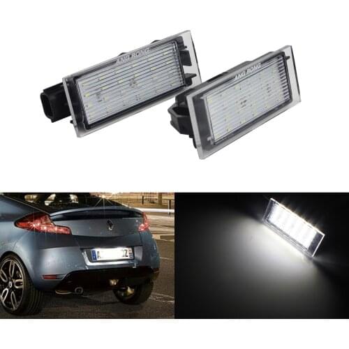 ANGRONG 2X LED License Number Plate Light No Error For Renault Clio Megane Twingo Laguna