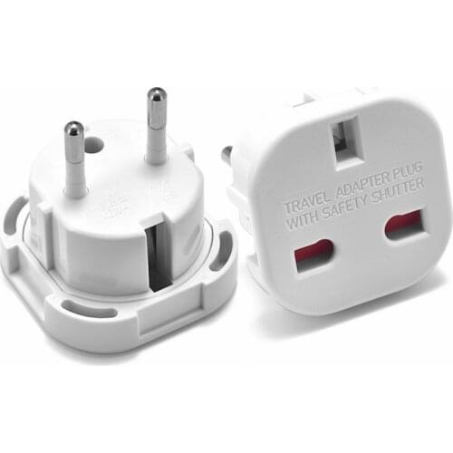 Universal 2 Pin Power Plug Adapter 10A UK to European Euro EU Travel Charger Adapter Plug Outlet Converter Adaptor AC 240V
