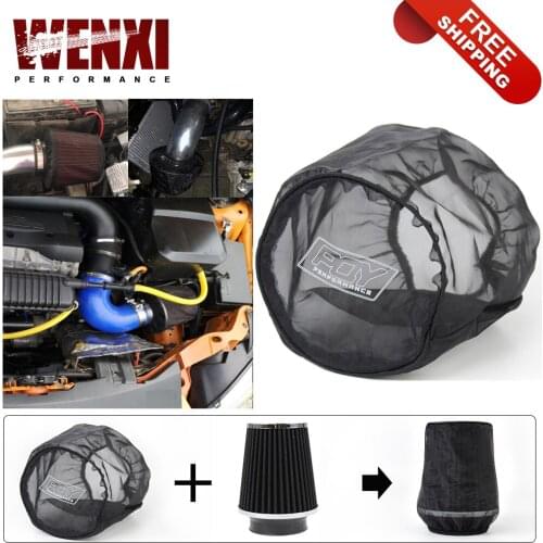 Car Air Filter Universal Protective Cover Waterproof Oilproof Dustproof for Cylindrical High Flow Air Intake Filters Black