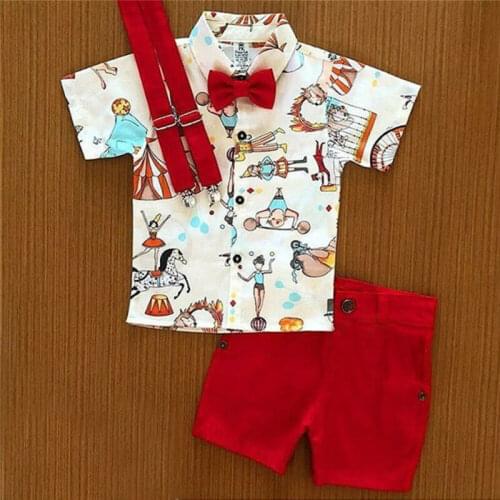 2020 New Summer Fashion 2PCS Toddler Kids Baby Boy Print Short Sleeve Shirt Shorts Pants Clothes Outfit 6M-5Years