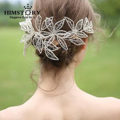 Gorgeous Big Leaf Crystal Tiara Vintage Silver Rhinestone Pageant Crowns Wedding Hair Accessories Women Hair Ornaments Hairband