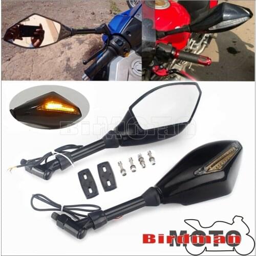 10mm Screw Motorcycle LED Turn Signal Mirrors for Honda Yamaha Kawasaki Suzuki Ducati BMW Cruiser Chopper Street Pit Dirt Bikes