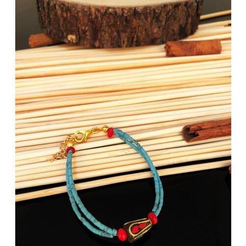 Dr Stone Natural Stone handmade coral Stone nepal womens Bracelet KTDR47