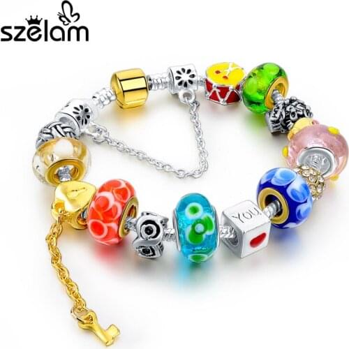 Szelam 2019 Crystal Flower Charm Bracelets For Women European Silver Bracelets & Bangles DIY Jewelry Pulseras SBR160015