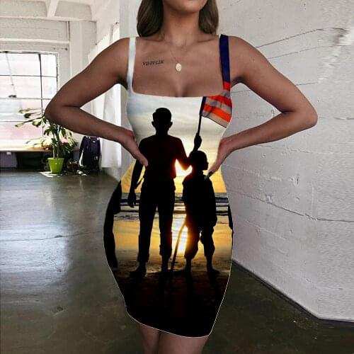 Giyu Brand Malaysian Flag Dress Women Malaysia Vestido Sexy Character 3d Print Harajuku Halter Sleeveless Gothic Bodycon Dress