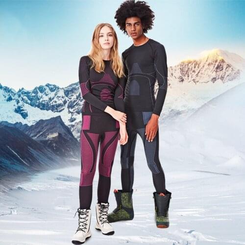 Winter Womens Thermal Underwear Sets T Shirt Pants Men Underwear Suits Sport Skiing Woman Tights Clothes Training Snowboad Set