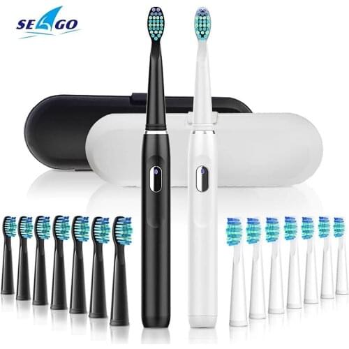 SEAGO Electric Rechargeable Free Sonic 4 Mode Travel Toothbrush With 2and4 Brush Head Gift