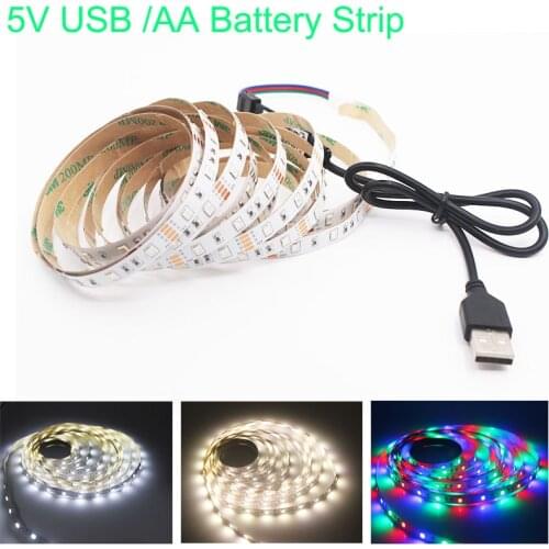 1M 2M 3M 4M 5M USB LED franja de DC 5V lámpara de luz Flexible 60LEDs SMD 2835 50CM Mini 3Key escritorio decoración cinta