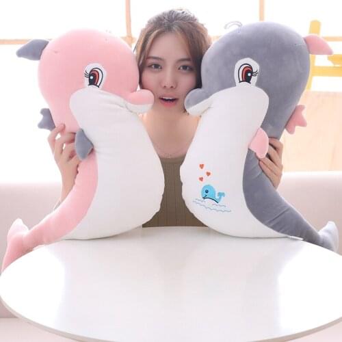 1pc 25cm/45cm/60cm/80cm Kawaii Dolphin Plush Toys Soft Stuffed Cartoon Animal Dolphin Dolls Pillow Children Kids Christmas Gift