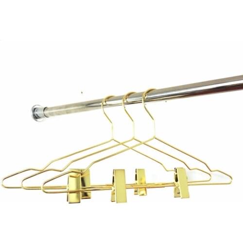 10 Pcs/lot 42cm Pant Hangers with Adjustable Non-slip Clips Rose Copper Gold Metal Skirt Trousers Hanger