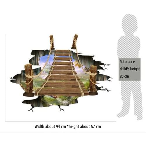3D Suspension Bridge Cliff Floor Wall Sticker Home Decoration DIY Wall Poster Bedroom For Children Wallstick Pail Packing