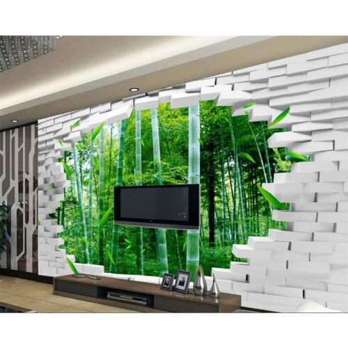 3d wall paper Beibehang Large Custom 3D Wallpaper Brick Wall Bamboo Wall TV Wall Decorative Painting wallpapers for living room