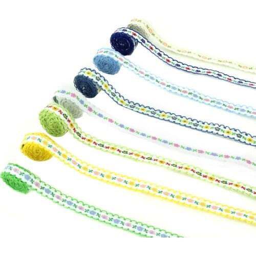5yard/lot 1cm width Colorful Folk-custom Hand Embroidery Webbing Lace For DIY sewing material accessories for home decoration