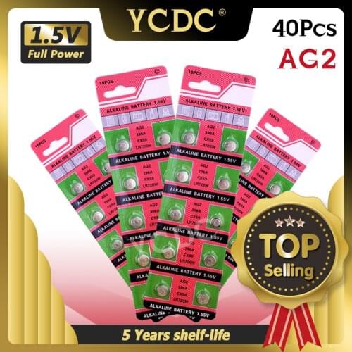 AG2 396 SR726SW SR59 Alkaline Coin Cells Button Batteries For Watch x40 1.55V 40Pcs AG2 Alkaline Battery G2 396A LR726 SR726W