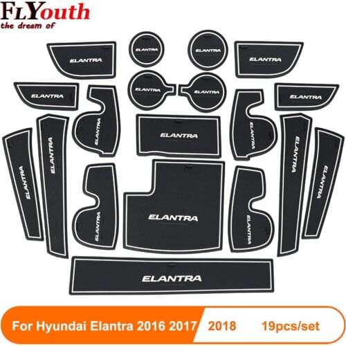 Car Anti-Slip Gate Slot Cup Mats For Hyundai Elantra 2016 2017 2018 Accessories Non-Slip Mat Car Interior Door Pad 19pcs/set