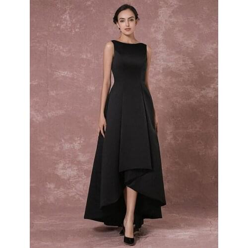 Black Prom Dresses 2020 Long Backless Evening Dress Taffeta High Low Pleated Party Dress wedding guest dress Evening dress