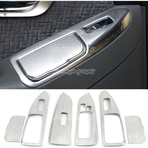 For Toyota prado120 2003-2009 Silver titanium Interior Door Window Lock Switch Lift Cover Trim car styling accessories