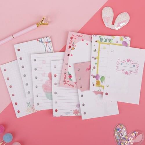 Fromthenon Cute Girls School Notebook Filler Paper Set A5a6a7 Kawaii Diary Refill for Filofax 2021 Agenda Organizer Inner Core