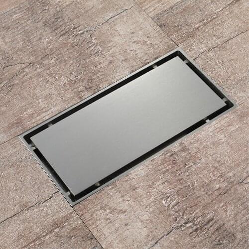 HIDEEP square invisible brushed floor drain can be tiled 20*10cm insect-proof and odor-resistant copper floor drain HIDL157-1