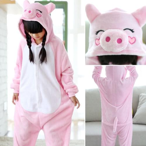 Kids Kigurumi Pink Pig Cartoon Costume Fancy Fanny Soft Carnival Animal Cosplay for Girl Child Kigurumi Onesie Suit Jumpsuit Set