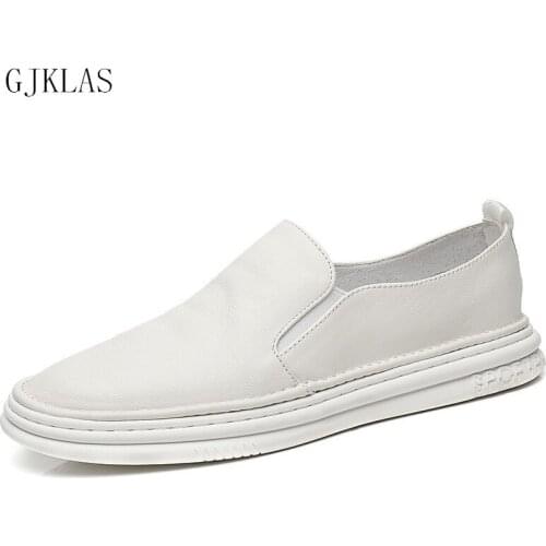 Loafers Men Loafers Shoes Genuine Leather Slip on Fashion Sport Shoes Men Original Leather Casual White Shoes for Men Flats New