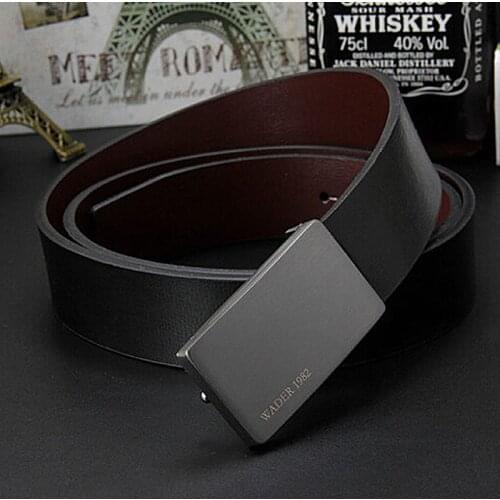2018 mens genuine leather belt male cowskin belt formal suit trousers belt cowhide smooth buckle metal starp gift for men belts