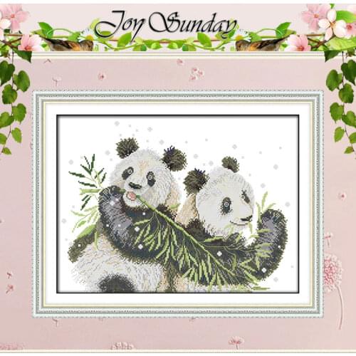 Two Pandas Patterns Counted Cross Stitch 11CT 14CT Cross Stitch Set Wholesale Animals Cross-stitch Kits Embroidery Needlework