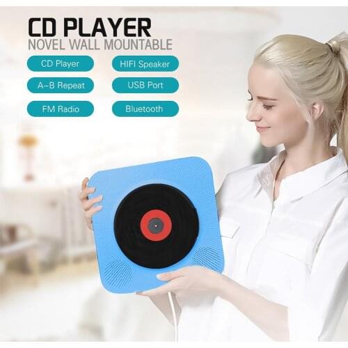Wall Mountable CD Player Bluetooth Portable Home Audio Box with Remote Control FM Radio Built-in HiFi Speakers MP3