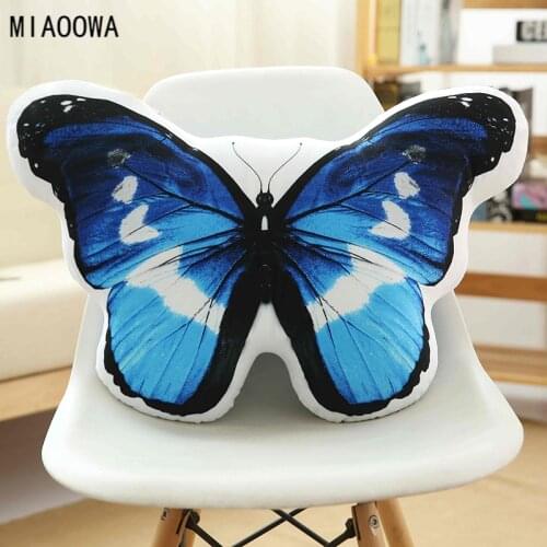 50cm Creative Smulation Butterfly Plush Pillow Printed Stuffed Soft Cushion Home Decor Lovely Birthday Gift for Girls Children