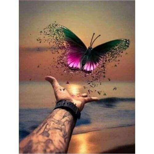 Full diamond embroidery butterfly hands 5d diy Diamond Painting Handmade kits square round drills painting by numbersZP-585