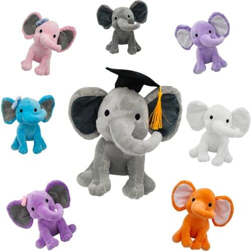 Dropshipping 1pc 25cm Cute Elephant with Doctor Plush Dolls Stuffed Graduation Baby Elephant Soft Toy for Girls Children Gifts