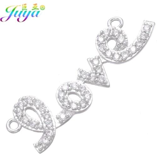 Romantic Jewelry Findings Micro Pave Zircon Lover Letter Connector Charms For Women Lover Connect Jewelry Making