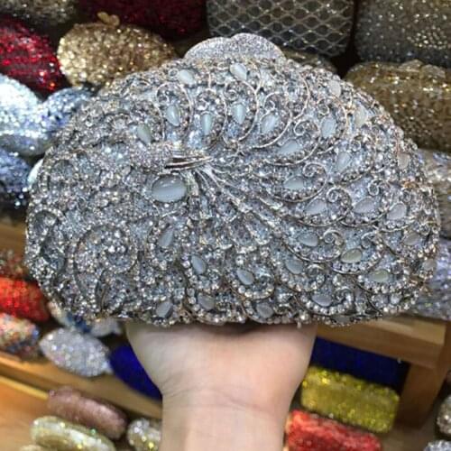 Silver evening bag Luxury crystal Clutch bag gold rhinestone party purse Female pochette women wedding Day clutches lady gift