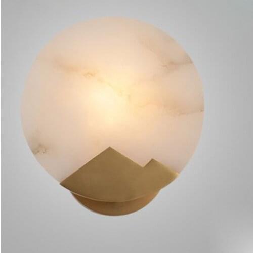 Northern Europe Post Modern Living Room Bedroom Aurichalceous Wall Lamp Designer Hotel Guest Room Machine Head Marble Wall Lamp