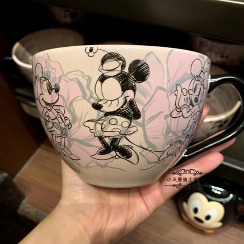 Disney cute Mickey Minnie cartoon ceramic mug mug mug mug mug at home creative drinking water bubble coffee milk cup
