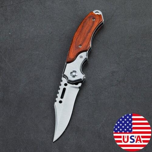 LED Folding Knife Pocket Tactical Survival Camping Knife EDC Tool Camping Barbecue Fishing Pocket Knife