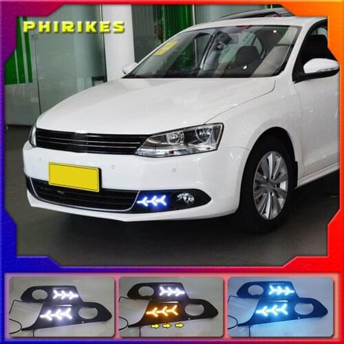 1 Set 12v LED For Volkswagen VW Jetta Sagitar 2012 2013 2014 DRL Daytime Running Lights Daylight ABS Fog Lamp Cover