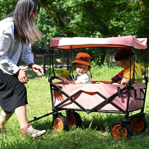 Outdoor Camping Cart Home Shopping Cart Pull Cargo Push Rod Cart Portable Foldable Stall Cart