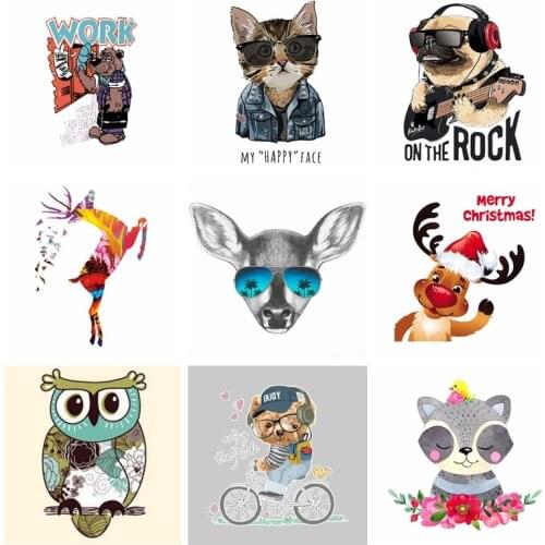 Animal Giraffe Patch Clothing Thermoadhesive Patches Eyes Cat Stripe Badges Thermal Stickers For Children Clothes Iron-On Patch