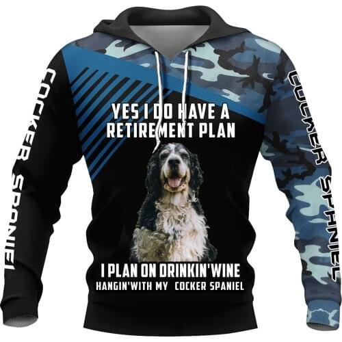 Cocker Spaniel Dog Hoodie For Men 3D Printed Unisex Spring/Autumn Casual Pullover Loose Hooded Streetwear Dropshipping