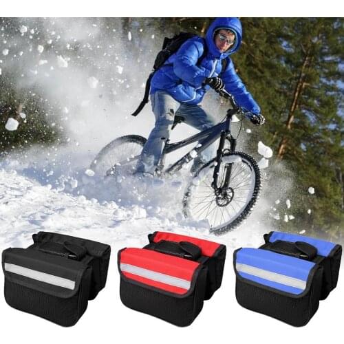 Waterproof Double Side Cycling Luggage Carrier Bicycle Front Cross Beam Bag Durable Bike Upper Tube Pouch Bicycle Pannier 3Color