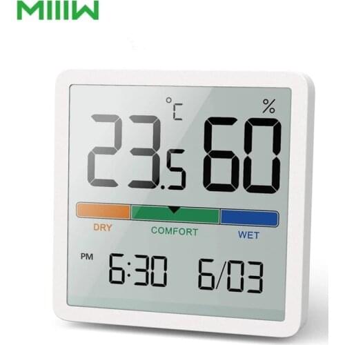 Youpin MIIIW Mute Temperature And Humidity Clock Home Indoor Baby Room C/F Temperature Monitor 3.34inch Huge LCD Screen
