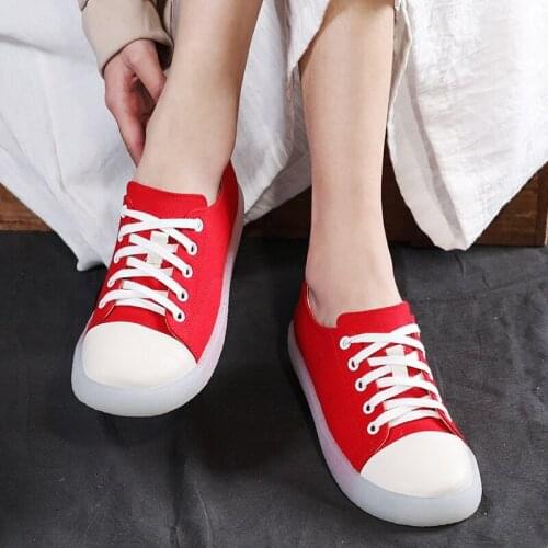 YourSeason Spring Autumn Flats Ladies 2021 Handmade Concise Shallow Casual Women Lace Up Canvas Shoes Plus Size 41 43