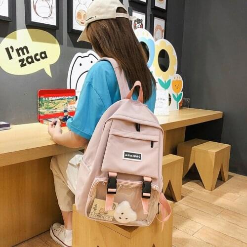 Women School Backpack For Teenage Girls 2020 Bagpack New Fashion Transparent Pouch Students Bookbag Cute Large Capacity Backpack